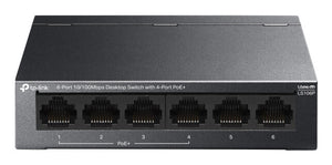 TP-Link LS106P network switch Unmanaged L2 Fast Ethernet (10/100) Power over Ethernet (PoE) Desktop Black