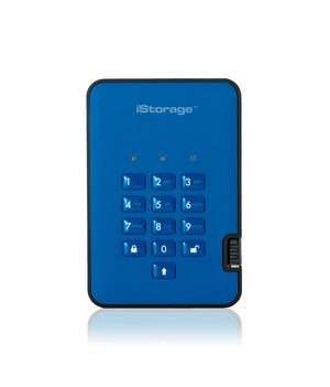 iStorage diskAshur² HDD 3TB Blue | Secure Portable Hard Drive |AES-XTS 256-bit Hardware Encryption | PIN protected | OS & Platform Independent | TAA Compliant|Brute force hack defence | Dust/Water Resistant