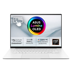 ASUS Zenbook S16 UM5606GA-SR040W Copilot+ PC AMD Ryzen™ AI 7 445 Laptop 40.6 cm (16") Touchscreen 3K 32 GB LPDDR5x-SDRAM 1 TB SSD Wi-Fi 7 (802.11be) Windows 11 Home White