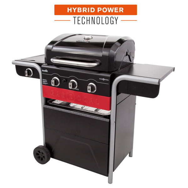 Char-Broil GAS2COAL 330 Grill Cooking station Charcoal + Natural gas Black, Red, Stainless steel