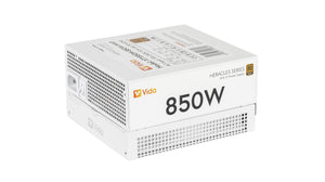 VIDA 850W Heracles White ATX 3.1 Gaming PSU, 80+ Bronze, 140mm Ultra-Quiet FDM Fan, Flat White Cables, PCIe 5.1, Power Lead Not Included power supply unit 24-pin ATX