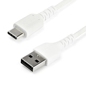 StarTech.com 3ft (1m) USB-A to USB-C Fast Charging Cable, Rugged, Charge & Sync, 3A, USB 2.0, White TPE Jacket and Aramid Fiber - USB Charging Cord