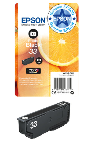 Epson Oranges 33 Claria Premium Single Photo Black Ink