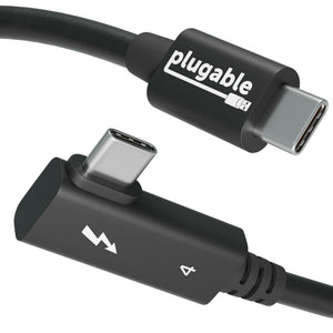 Plugable Technologies Thunderbolt 4 Cable Right Angle 40Gbps with 240W EPR Charging, 8K Display, Intel Certified 2.6 Feet (80CM) Compatible with USB4, Thunderbolt 3, USB C, iPad, MacBook, Windows (TBT4-240W-80CMR)