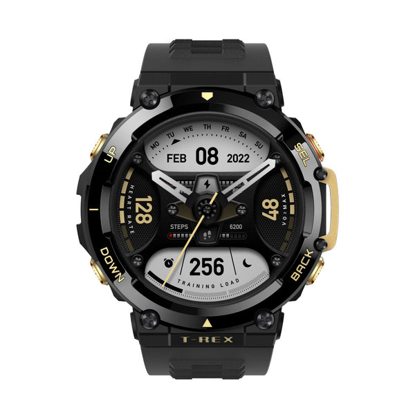 Amazfit T-Rex 2 3.53 cm (1.39") AMOLED 47 mm Digital 454 x 454 pixels Touchscreen Black, Gold GPS (satellite)