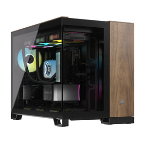 Corsair 2500X Micro ATX Dual Chamber PC Case - Black/Walnut Wood