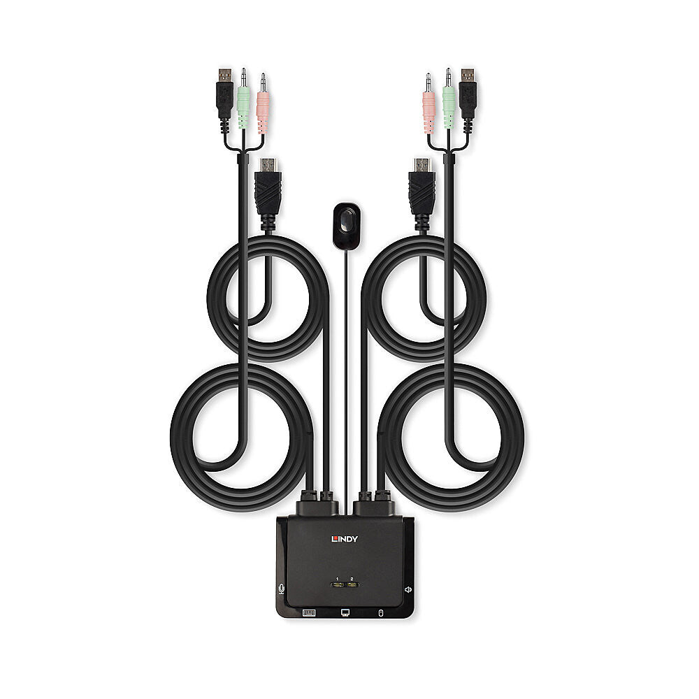 Lindy 2 Port HDMI 4K60, USB 2.0 and Audio Cable KVM Switch
