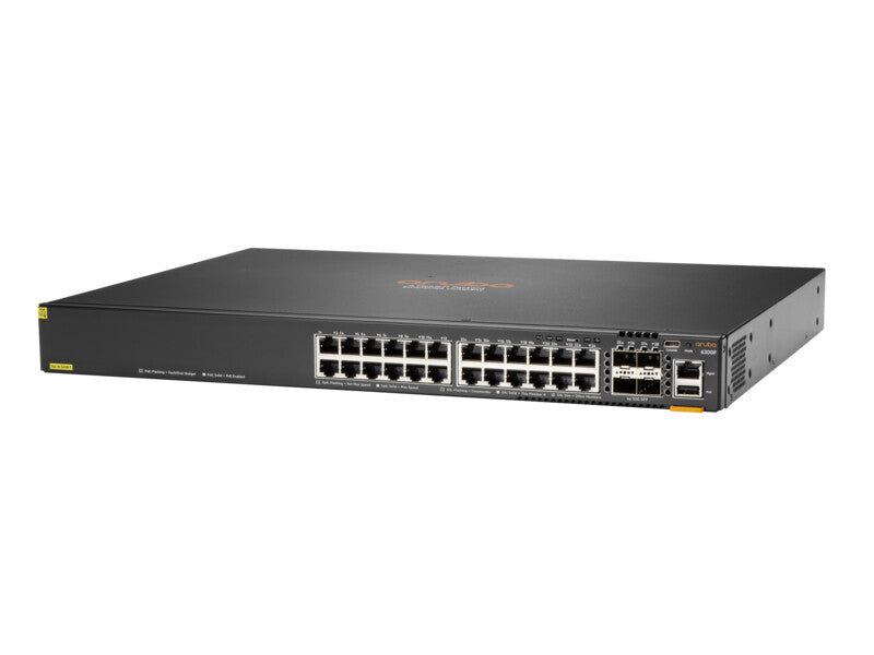 HPE Aruba Networking Aruba 6300F 24-port 1GbE Class 4 PoE & 4-port SFP56 Managed L3 Gigabit Ethernet (10/100/1000) Power over Ethernet (PoE) 1U Grey