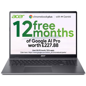 Acer Chromebook Plus 516 CB516‑1H – 16" WUXGA (1920×1200) 60Hz, Intel Core 5 120U, 8GB LPDDR5X, 128GB UFS, ChromeOS Laptop