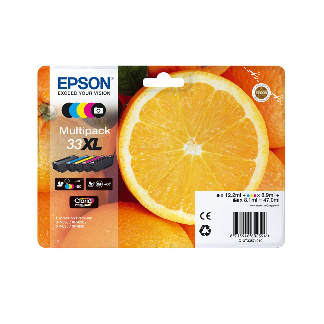 Epson Oranges 33 Claria Premium Single Cyan Ink