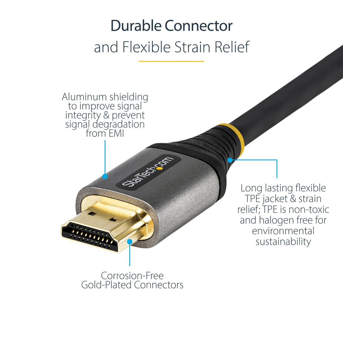 StarTech.com 10ft (3m) Premium Certified HDMI 2.0 Cable - High Speed Ultra HD 4K 60Hz HDMI Cable with Ethernet - HDR10, ARC - TPE Jacket - UHD HDMI Video Cord - For UHD Monitors, TVs, Displays - M/M