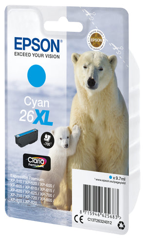 Epson Polar bear 26XL Claria Premium Single Cyan Ink