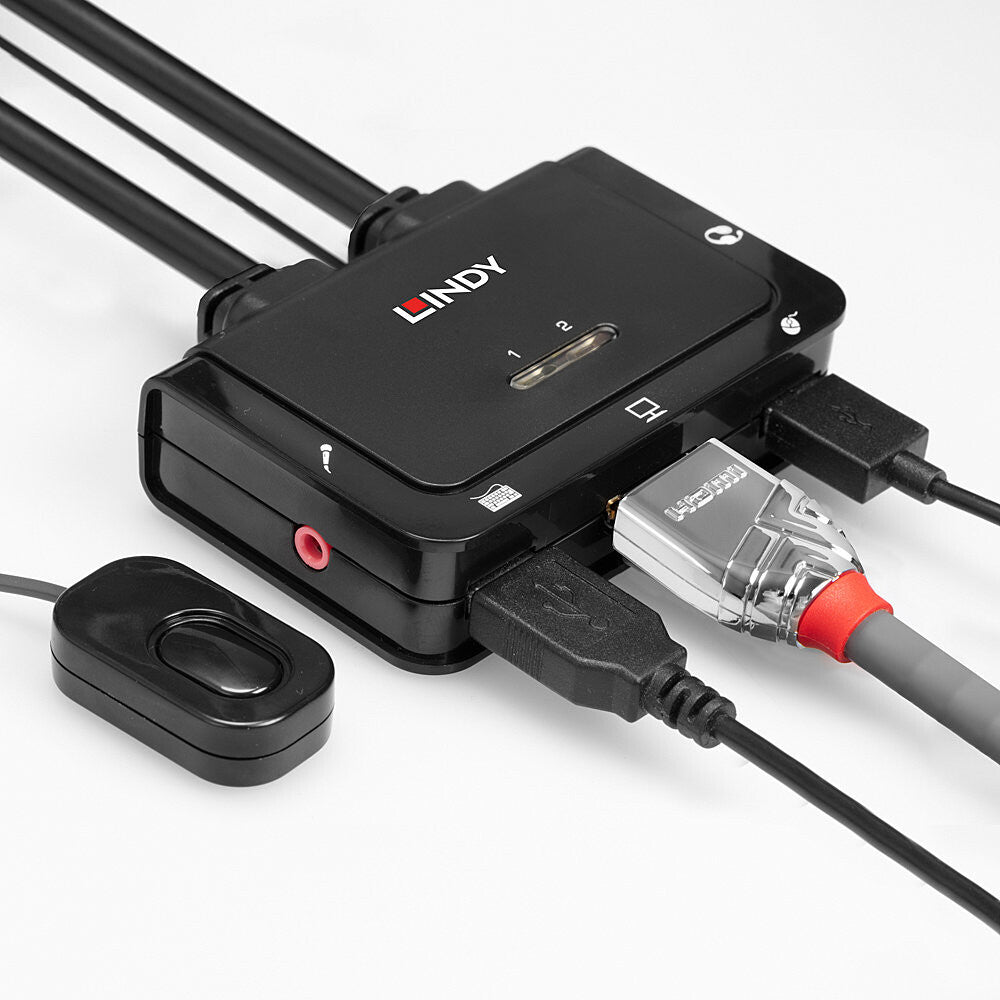 Lindy 2 Port HDMI 4K60, USB 2.0 and Audio Cable KVM Switch