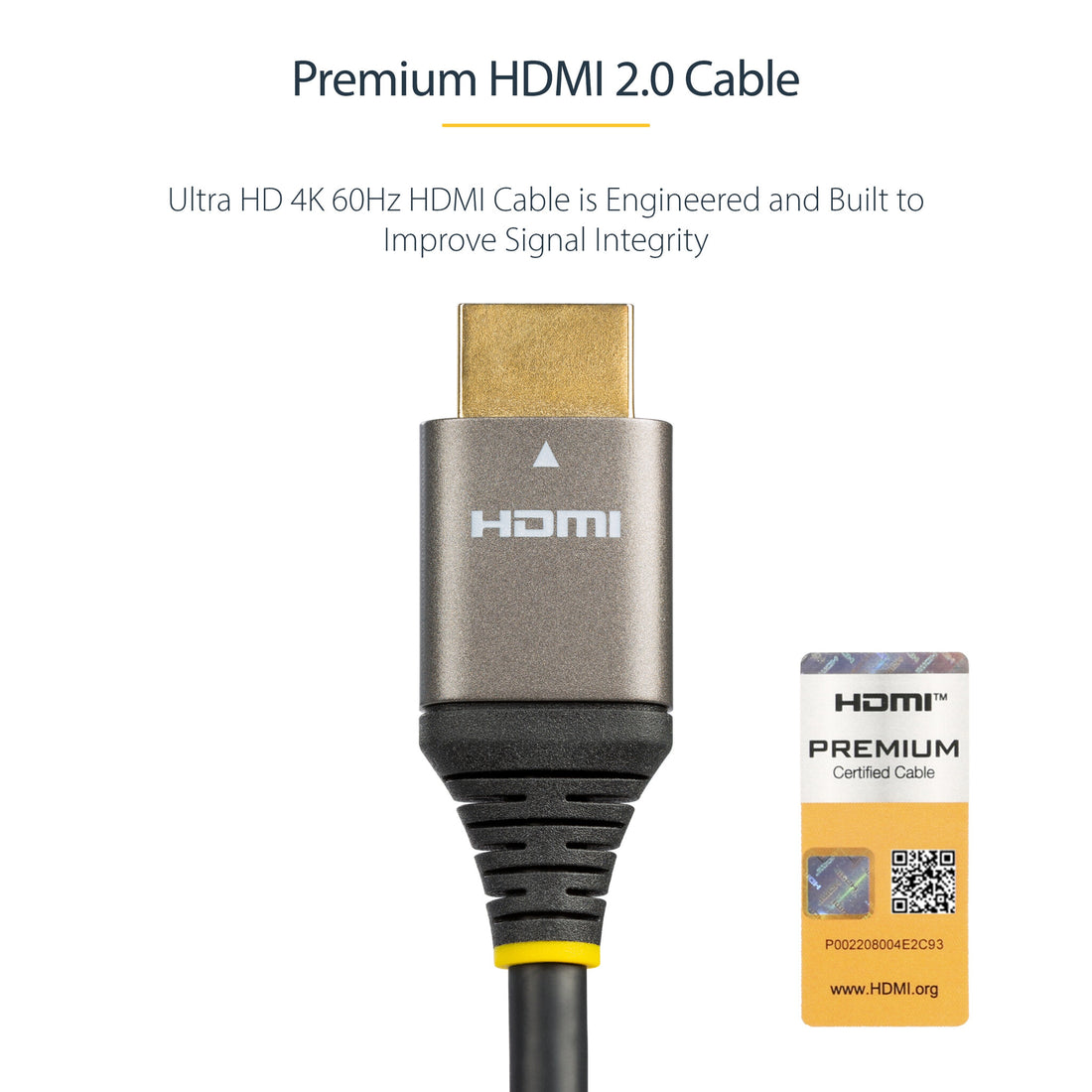 StarTech.com 3ft (1m) Premium Certified HDMI 2.0 Cable, High Speed Ultra HD 4K 60Hz HDMI Cable w/ Ethernet, HDR10, ARC, TPE Jacket, UHD HDMI Video Cord, For UHD Monitors, TVs, Displays - M/M