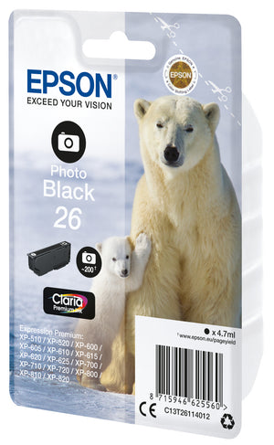 Epson Polar bear 26 Claria Premium Single Photo Black Ink