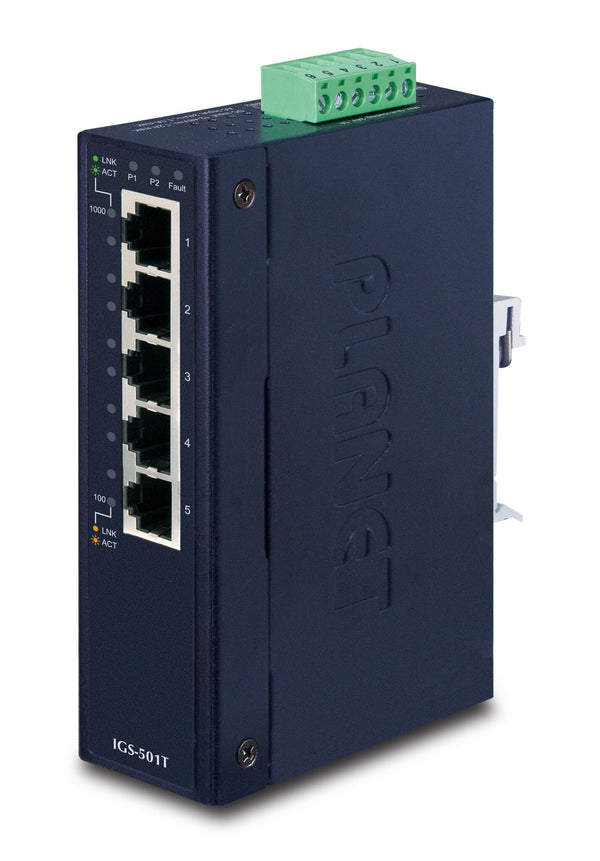 PLANET IGS-501T network switch Unmanaged Gigabit Ethernet (10/100/1000) Blue