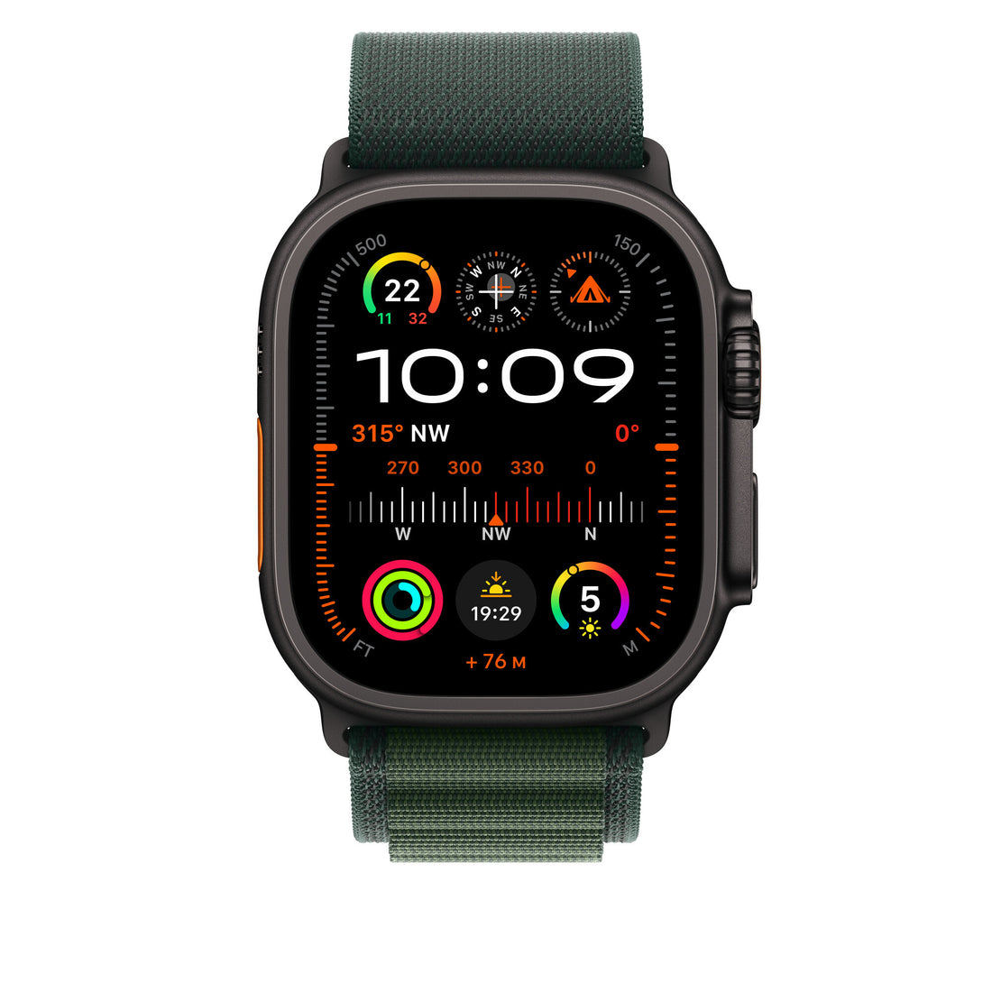 Apple 49mm Dark Green Alpine Loop - Medium - Black Titanium Finish