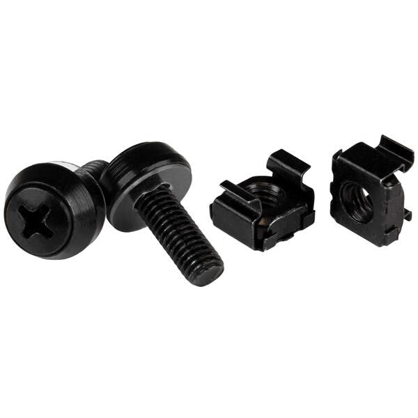 StarTech.com 100-Pack M6 12mm Screws, Square Hole Cage Nuts and Installation Tool, Hardware Mounting Kit for 19" or 10" Server Racks, Cabinets and Enclosures, Black - TAA