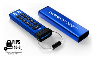 iStorage datAshur PRO+C 512GB | FIPS 140-3 Level 3 Certified | Secure USB Type-C drive | AES-XTS 256-bit Hardware Encryption | PIN protected | Type C-A adapter included