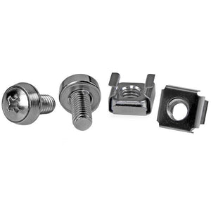 StarTech.com 50-Pack M6 12mm Screws, Square Hole Cage Nuts and Installation Tool, Hardware Mounting Kit for 19" or 10" Server Racks, Cabinets and Enclosures, Silver - TAA