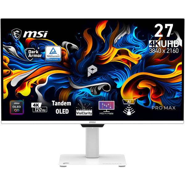 MSI Pro MAX 271UPXW12G computer monitor 67.3 cm (26.5") 3840 x 2160 pixels UltraWide Full HD QD-OLED White