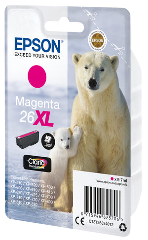 Epson Polar bear 26XL Claria Premium Single Magenta Ink