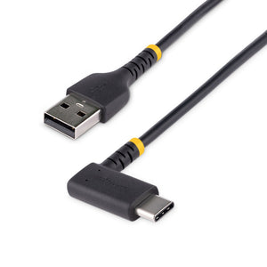 StarTech.com 6in (15cm) USB-A to USB-C Fast Charging Cable, Rugged, Right-Angled, Charge & Sync, 3A, USB 2.0, TPE Jacket and Aramid Fiber - USB Charging Cord