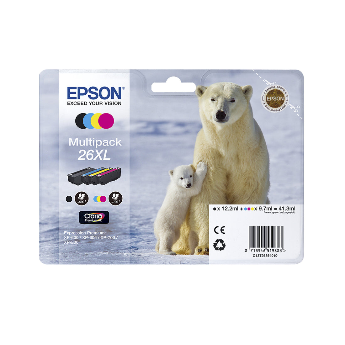 Epson Polar bear 26 Claria Premium Single Yellow Ink