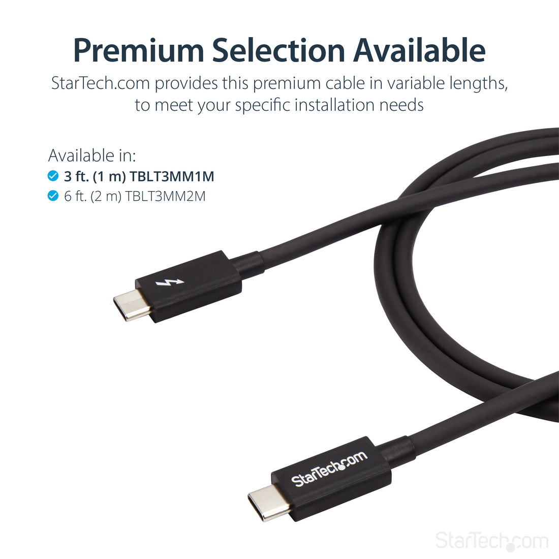 StarTech.com 3.3ft (1m) Thunderbolt 3 Cable, 20Gbps, 100W PD, 4K, Thunderbolt Certified, Compatible with Thunderbolt 4/USB 3.2/DisplayPort