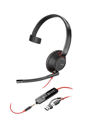 HP Poly Blackwire 5210 Monaural USB-C Headset +3.5mm Plug +USB-C/A Adapter (Bulk)