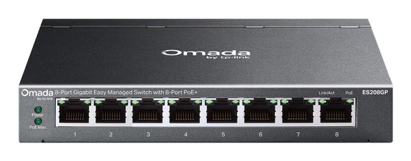 TP-Link Omada ES208GP network switch Managed L2 Gigabit Ethernet (10/100/1000) Power over Ethernet (PoE) DIN rail Black