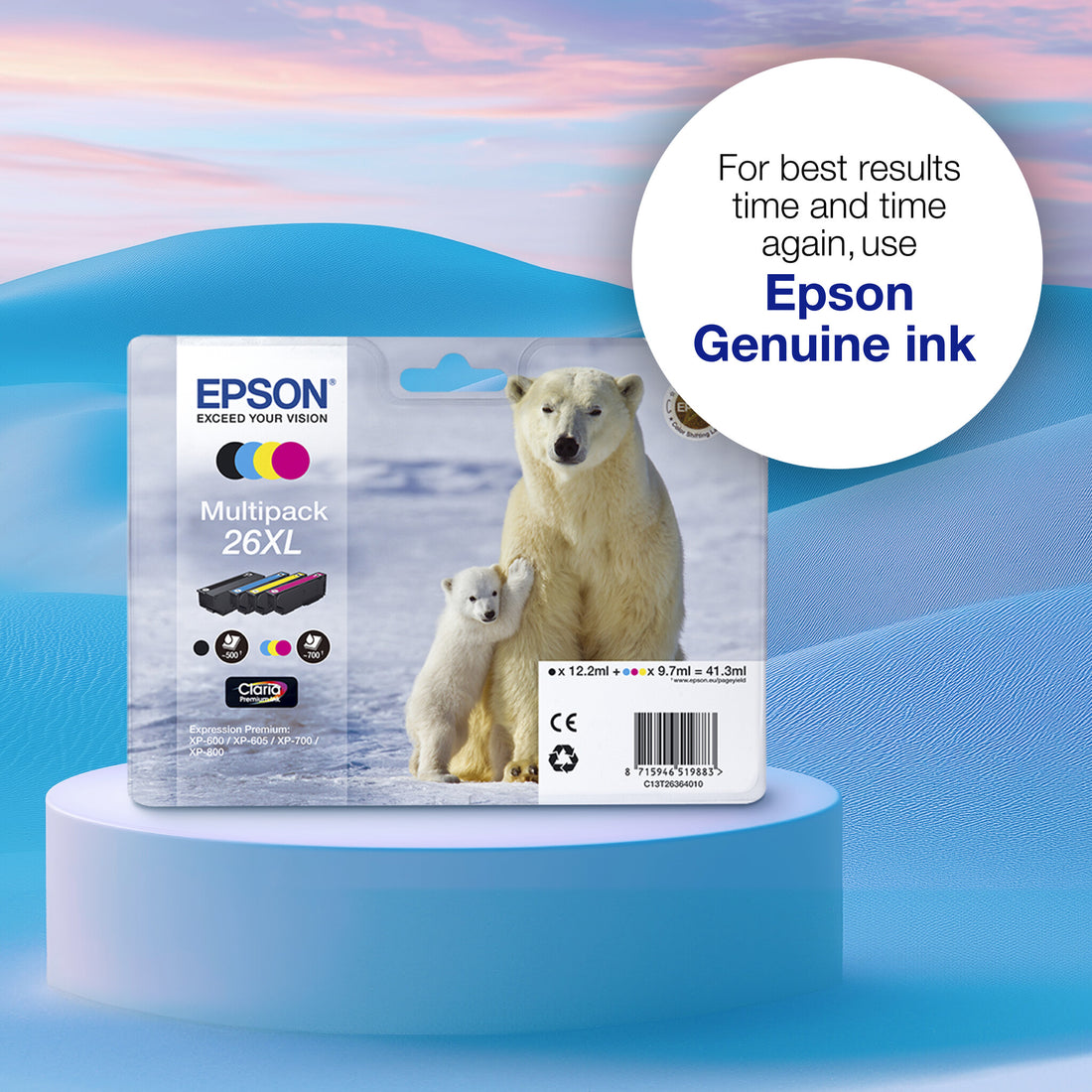 Epson Polar bear 26 Claria Premium Single Yellow Ink