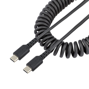 StarTech.com 1.6ft (50cm) USB-C Fast Charging Cable, Rugged, Coiled, Charge & Sync, 3A, USB 2.0, TPE Jacket and Aramid Fiber - USB C Charging Cord