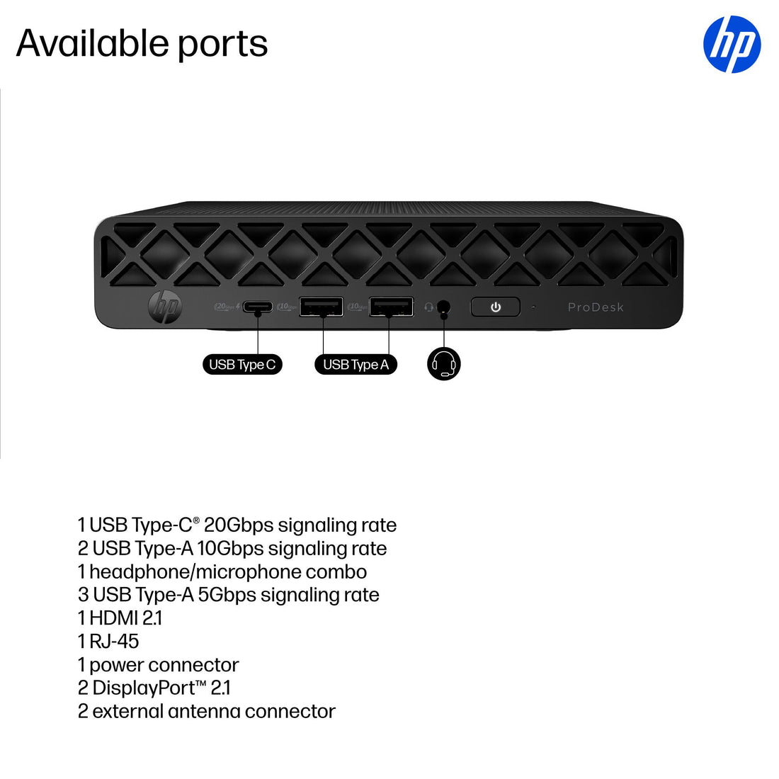 HP ProDesk 4 G1i AI PC Intel Core Ultra 5 225T 16 GB DDR5-SDRAM 256 GB SSD Windows 11 Pro Mini PC Black
