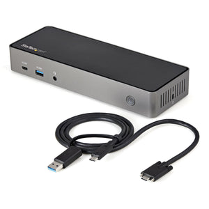 StarTech.com USB-C & USB-A Dock - Hybrid Universal Triple Monitor Laptop Docking Station DisplayPort & HDMI 4K 60Hz - 85W Power Delivery, 6x USB Hub, GbE, Audio - USB 3.1 Gen 2 10Gbps - TAA