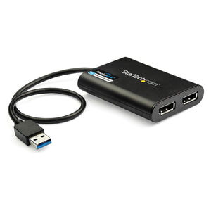StarTech.com USB 3.0 to Dual DisplayPort Adapter, 4K 60Hz, DisplayLink Certified, USB to Dual DP Display Adapter, Dual DisplayPort Adapter for Mac & Windows