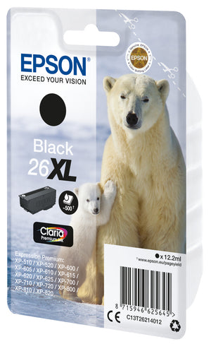 Epson 26XL Polar bear Claria Premium Single Black Ink