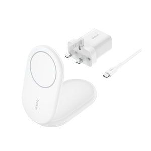 Belkin WIB007MYWH mobile device charger Headphones, Smartphone White USB Wireless charging Fast charging Indoor