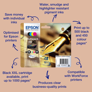 Epson Pen and crossword Singlepack Cyan 16XL DURABrite Ultra