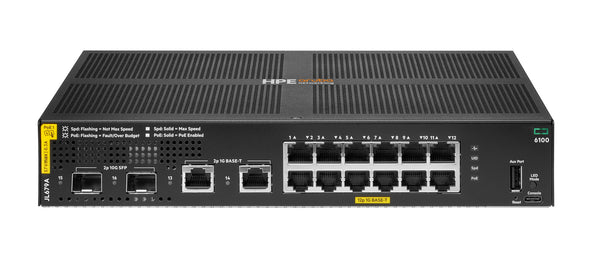 HPE Aruba Networking CX 6100 12G Class4 PoE 2G/2SFP+ 139W Switch