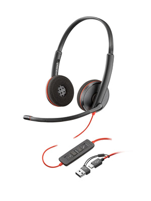 Poly Blackwire 3210 Monaural USB-C Headset +USB-C/A Adapter