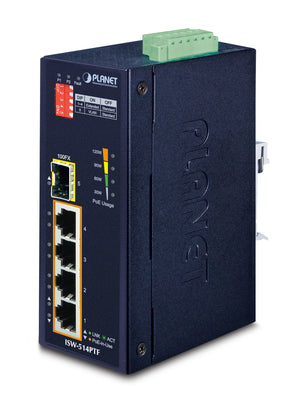 PLANET ISW-514PTF network switch Unmanaged Fast Ethernet (10/100) Power over Ethernet (PoE) Blue