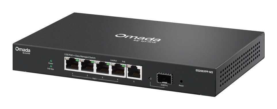 TP-Link ES206XPP-M2 network switch Managed L2 2.5G Ethernet (100/1000/2500) Power over Ethernet (PoE) Desktop/Wall-Mounting Black