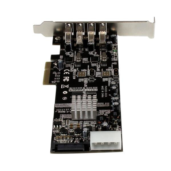 StarTech.com 4 Port PCI Express PCIe SuperSpeed (5Gbps) USB 3.0 Card Adapter w/ 2 Dedicated 5Gbps Channels - UASP - SATA / LP4 Power