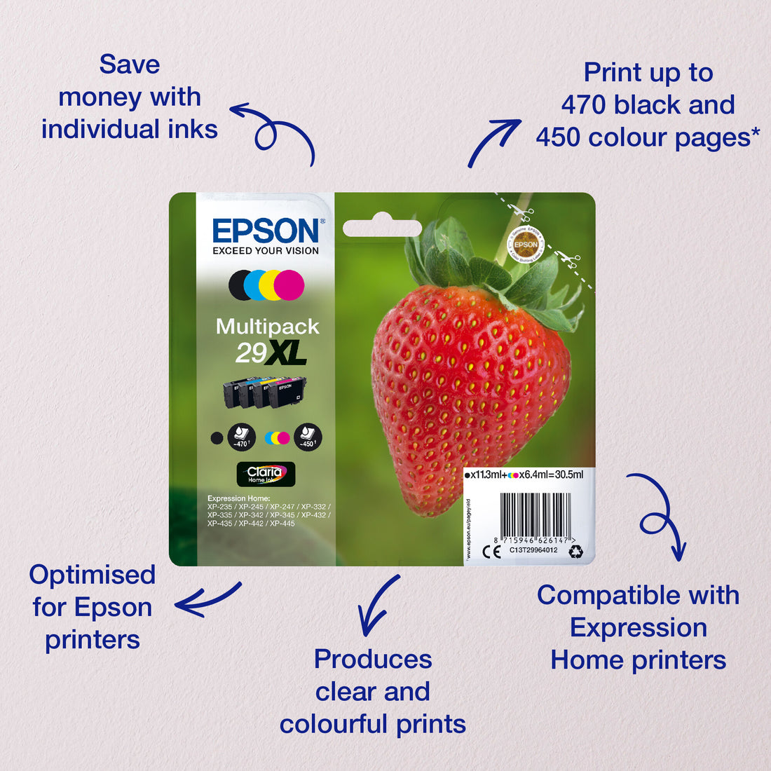 Epson Strawberry Singlepack Yellow 29XL Claria Home Ink