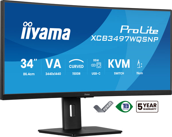 iiyama ProLite 34"UltraWide Quad HD 120Hz Curved Monitor (XCB3497WQSNP-B1)