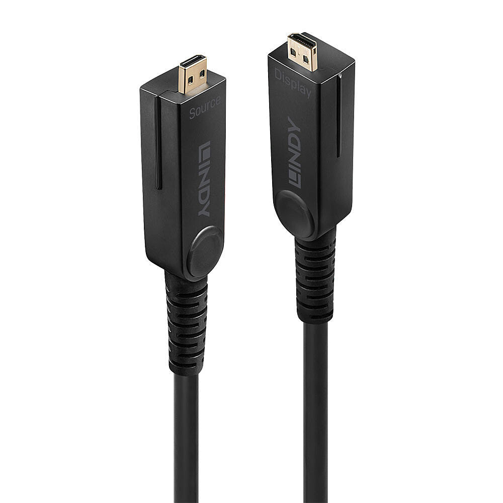 Lindy 50m Fibre Optic Hybrid Micro-HDMI 18G Cable with Detachable HDMI and DVI Connectors