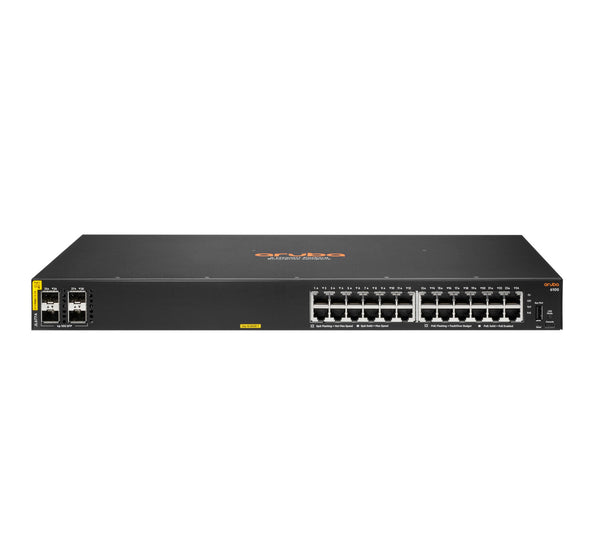 HPE Aruba Networking CX 6100 24G Class4 PoE 4SFP+ 370W Managed L3 Gigabit Ethernet (10/100/1000) Power over Ethernet (PoE) 1U Black