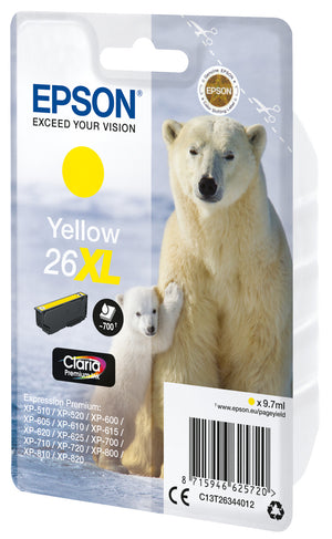 Epson Polar bear 26XL Claria Premium Single Yellow Ink