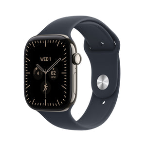 Apple Watch Series 12 GPS + Cellular 46mm Natural Titanium Case with Navy Blue Sport Band - M/L